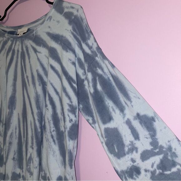 Pure Jill by J Jill S Blue Boho Tie-Dye Long Sleeve Tee Cotton Knit - Picture 2 of 8